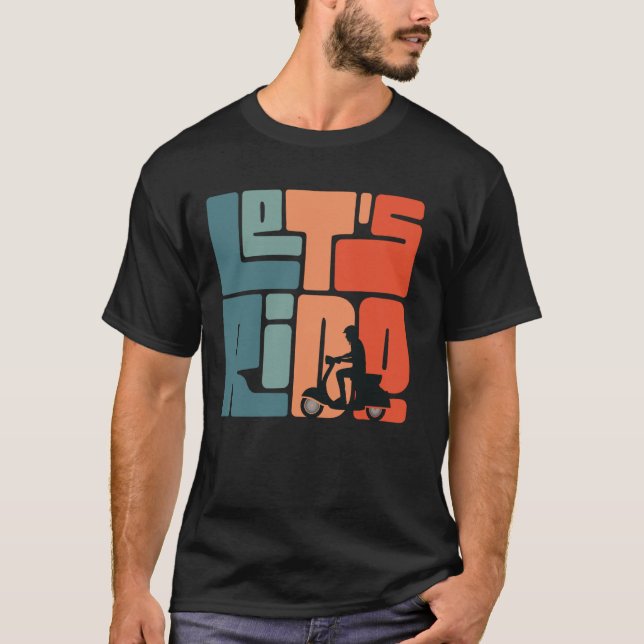 Retro Motorroller Silhouette Scooter Begeisterung T-Shirt (Vorderseite)