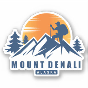 Retro Mount Denali Wandern T - Shirt Aufkleber