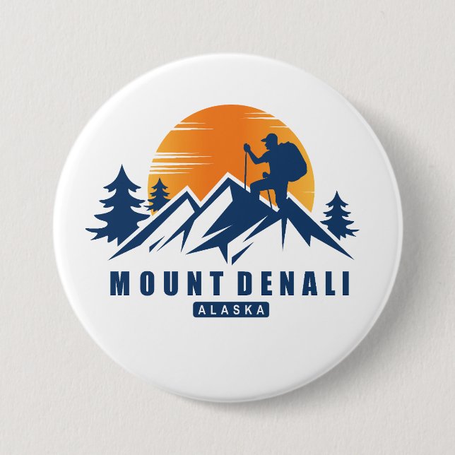 Retro Mount Denali Wandern T - Shirt Button (Vorderseite)