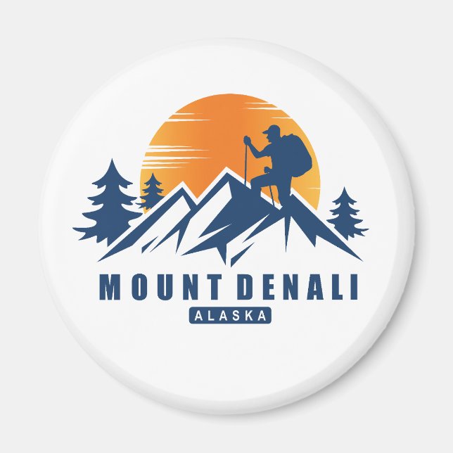Retro Mount Denali Wandern T - Shirt Magnet (Vorne)