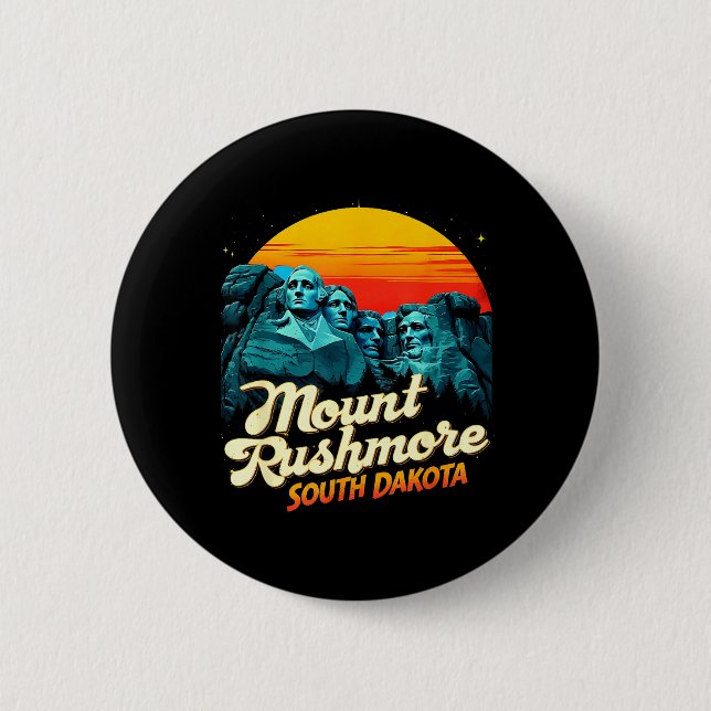 Retro Mount Rushmore South Dakota State Badlands Button (Vorderseite)