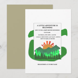 Retro Mountain Forest Baby Shower Invitation Sage Ankündigung
