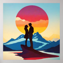 Retro Mountain Landschaft Liebe