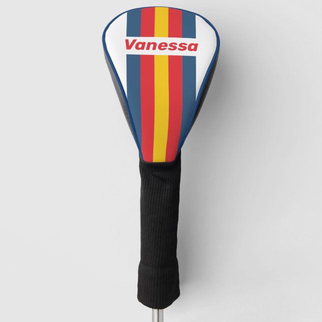 Retro Mountain Pin Stripes with Name Golf Headcover (Vorderseite)