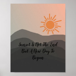 Retro Mountain Sonnenuntergang Landschaft Frische Poster