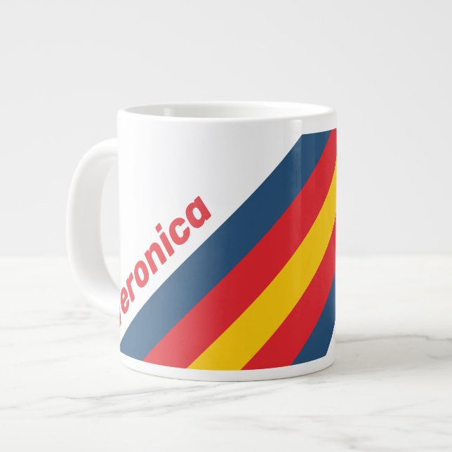 Retro Mountain Stripes with Name Jumbo-Tasse (Vorderseite Links)