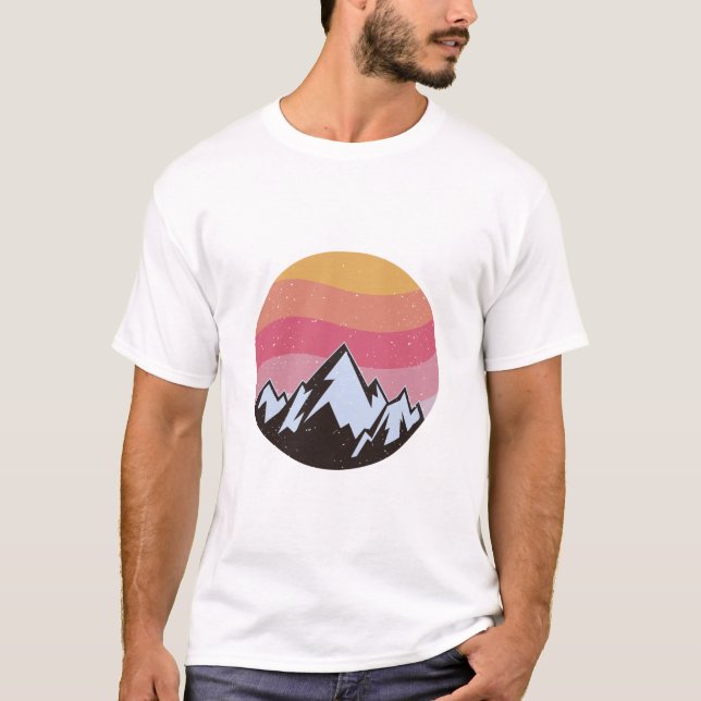 Retro Mountain Sunset Landscape Vintage T-Shirt (Devant)