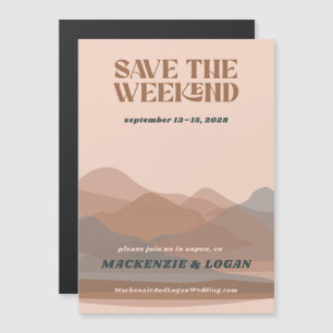 Retro Mountain Weekend Enregistrer la date Magnet