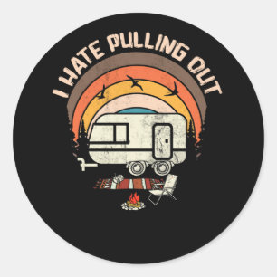 Retro Mountains RV Camping I Hass Ausziehen Runder Aufkleber