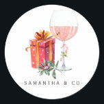 Retro Movie Christmas Runder Aufkleber<br><div class="desc">Amerikanische Romantik Comedy Film inspiriert Aquarell Weihnachtsaufkleber.</div>