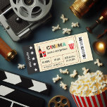 Retro Movie Night Geburtstagsparty Ticket Einladung<br><div class="desc">Machen Sie sich mit dieser individualisierbaren Retro-Film-Nacht-Geburtstagsfeier für eine lustige Nacht fertig. Diese Einladung ist wie eine klassische Kinokarte konzipiert und ist ideal für Filmliebhaber, die ihren besonderen Tag mit nostalgischer Drehung gewollt haben. Das Vintage Design und die kühnen Farben prägen das Wesen der alten Filmmagie und geben den Ton...</div>