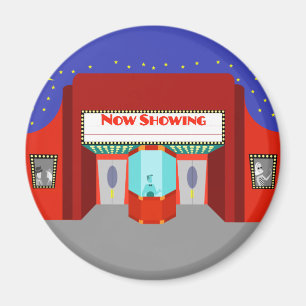 Retro Movie Theater Runder Magnet