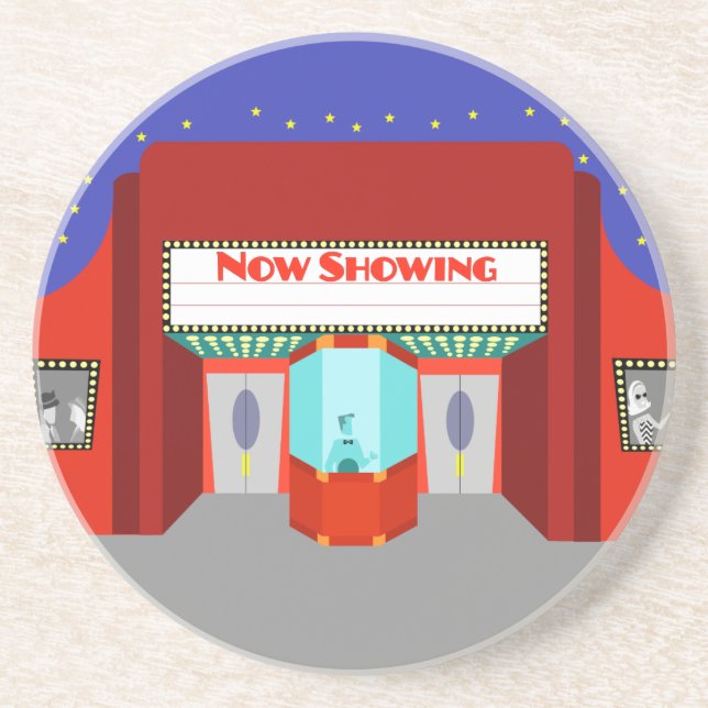 Retro Movie Theater Sandstone Untersetzer (Vorne)