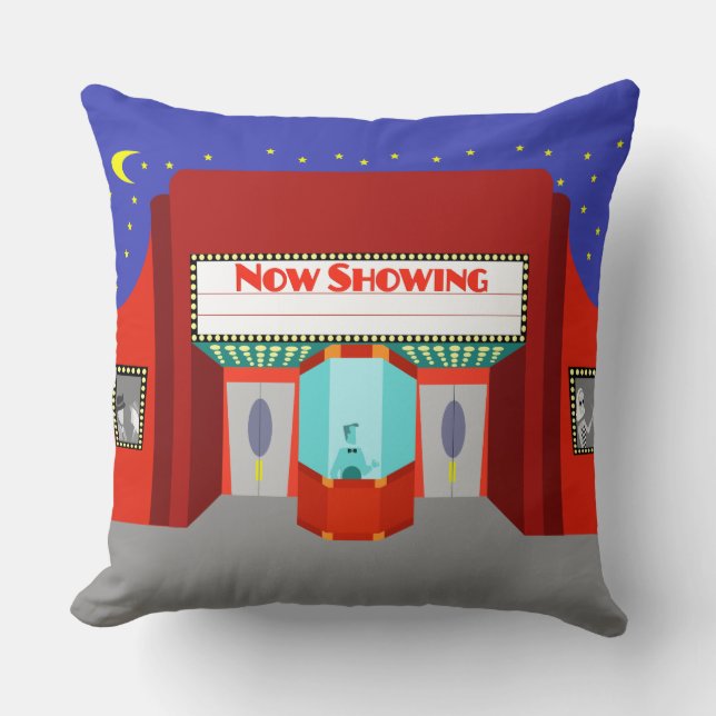 Retro Movie Theater Throw Kissen (Vorderseite)