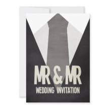 Retro Mr & Mr. Anzug & Krawatte Gay Wedding Einlad