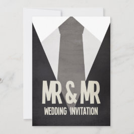 Retro Mr & Mr. Anzug & Krawatte Gay Wedding Einlad Einladung
