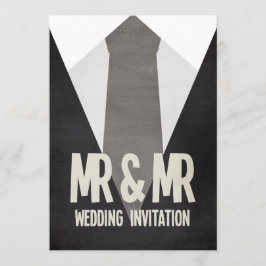 Retro Mr & Mr. Anzug & Krawatte Gay Wedding Einlad Einladung