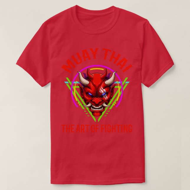 Retro Muay Thai Oni Demon Thai Boxing T-Shirt (Design vorne)