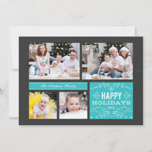 Retro Multi Foto Happy Holidays Card Feiertagskarte