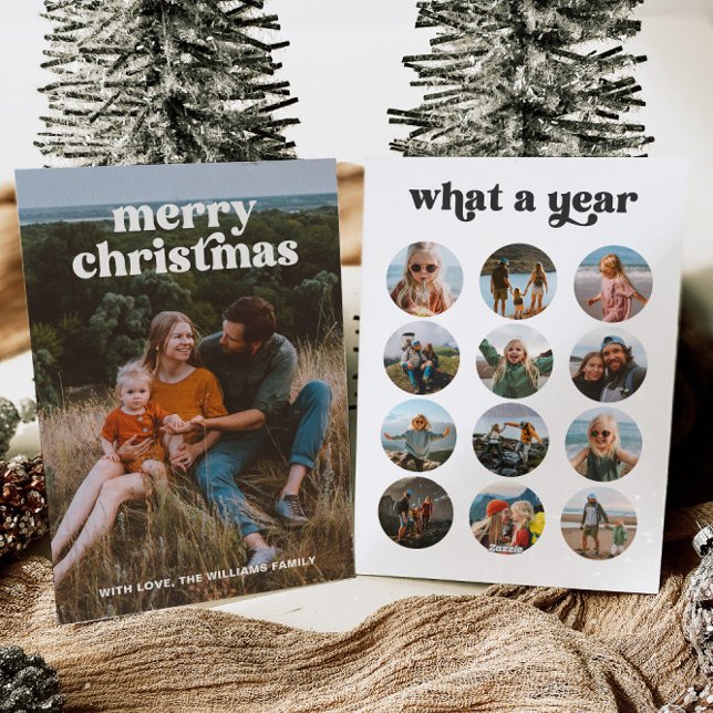 Retro Multi Foto Weihnachtskarte Feiertagskarte (Von Creator hochgeladen)