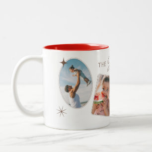 Retro-Multi-Fotocollage mit individuellem Namen un Zweifarbige Tasse