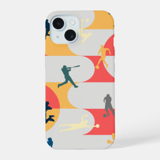 Retro-Multi-Sport-Silhouette geometrisches Muster iPhone 15 Hülle