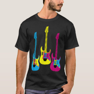 Retro Multicolor CMYK E-Gitarre Grafik Lead T-Shirt