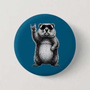 Retro-Murmeltier-Rock-Musik Woohuck-Murmeltier Ich Button