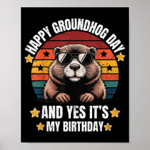 Retro-Murmeltier-Single-Birthday-Happy-Murmeltiert Poster