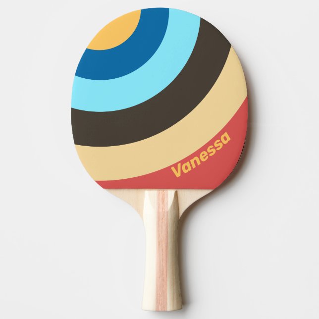 Retro Murmur Circle Stripe with Name Tischtennis Schläger (Vorderseite)