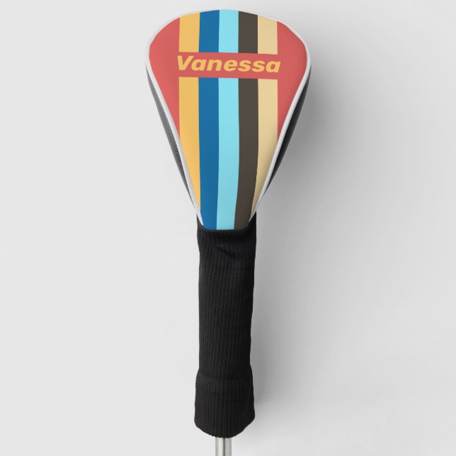 Retro Murmur Pin Striped with Name Golf Headcover (Vorderseite)