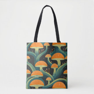 Retro Mushroom All-Over Print Tote Bag Tasche