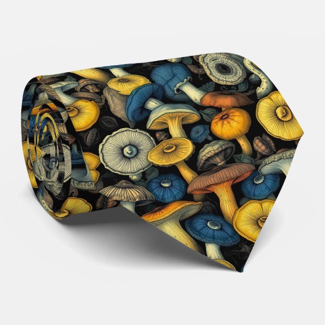 Retro Mushroom Art Neck Tie Krawatte (Gerollt)