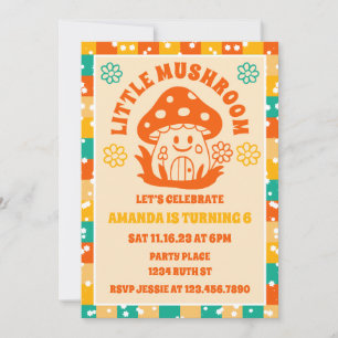 Retro Mushroom Fall Geburtstagsparty Foto Einladung