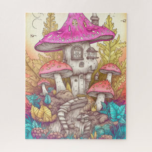 Retro Mushroom Village Illustration Art