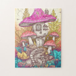 Retro Mushroom Village Illustration Art