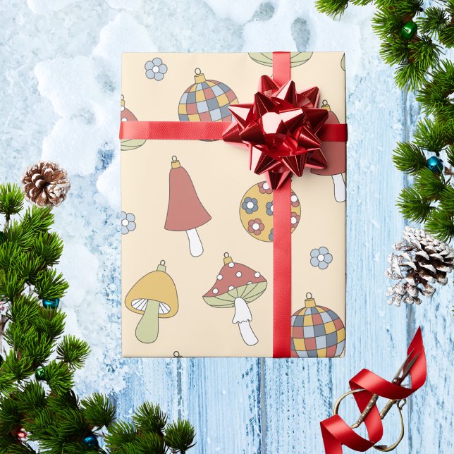 Retro Mushroom Vintag Holiday Deco Weihnachten Geschenkpapier (Von Creator hochgeladen)