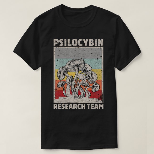 Retro Mushroom Vintag Psilocybin Research Team T-Shirt (Design vorne)