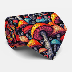 Retro Mushroom Whimsy Neck Tie Krawatte