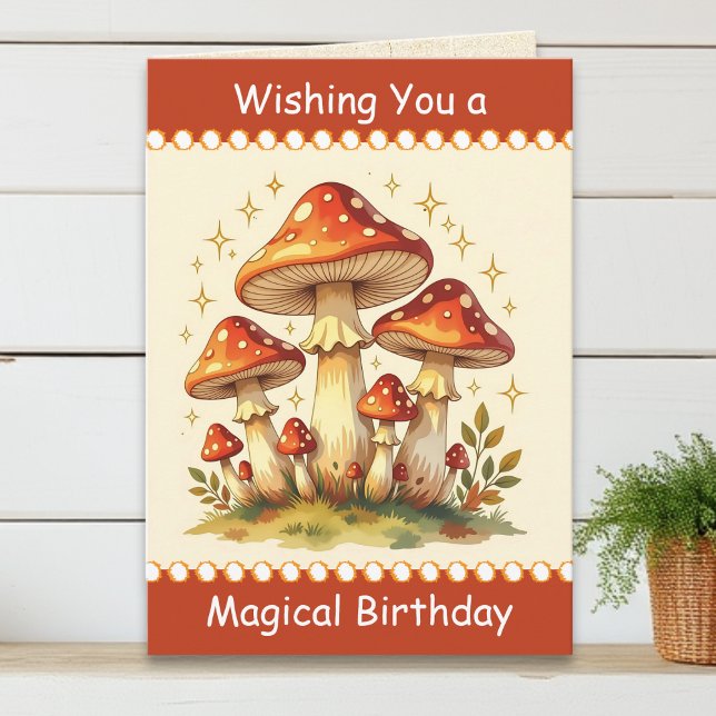 Retro Mushrooms | Vintage Birthday Karte (Von Creator hochgeladen)