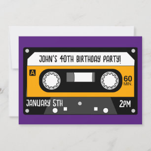 RETRO MUSIC CASSETTE GEBURTSTAG CUSTOM Einladungen