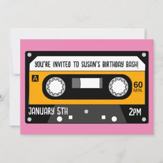 RETRO MUSIC CASSETTE GEBURTSTAG CUSTOM Einladungen