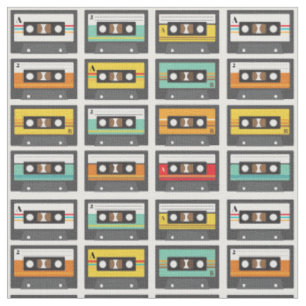 Retro Music Cassette Mix Tape Muster Stoff