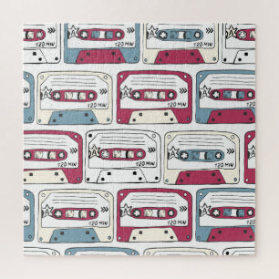 Retro Music Cassettes: Rock Background Pattern