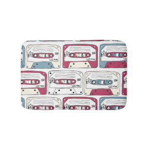 Retro Music Cassettes: Rock Background Pattern Badematte