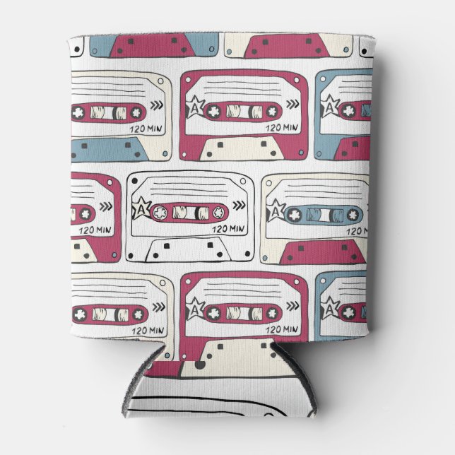Retro Music Cassettes: Rock Background Pattern Dosenkühler (Vorderseite)