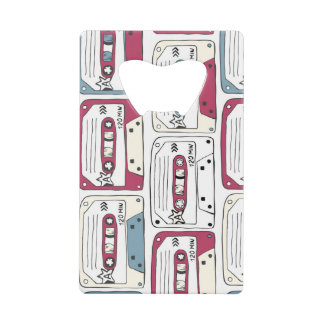 Retro Music Cassettes: Rock Background Pattern Geldbeutel Flaschenöffner