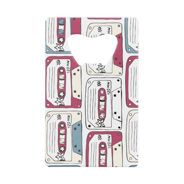 Retro Music Cassettes: Rock Background Pattern Geldbeutel Flaschenöffner (Vorderseite)