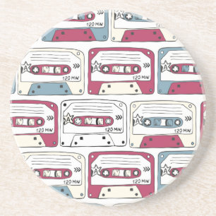 Retro Music Cassettes: Rock Background Pattern Getränkeuntersetzer