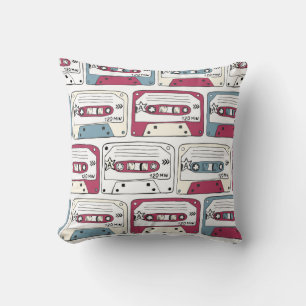 Retro Music Cassettes: Rock Background Pattern Kissen
